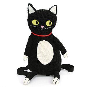 SPOOKYVILLE CRITTERS Furry Black Cat Plush Backpack